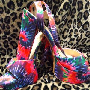 Tie Dye neon pink block heel. Worn once! Great condition (Please refer to pics).